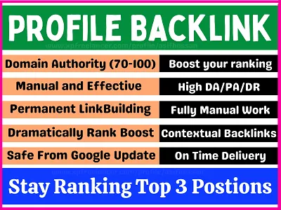 I will create manually Top 41+ High Quality SEO Profile creation permanent link building backlinks
