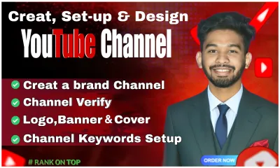 I will Creat, Setup Youtube Channel with logo, banner