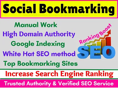 I will do manually 21+ High DA (70-100) Social Bookmarking Do Follow SEO Live Backlinks be google 1