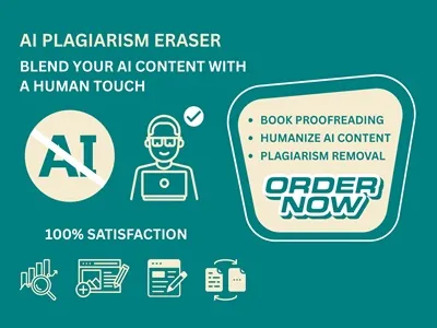 proofread, humanize AI content, check plagiarism and edit books