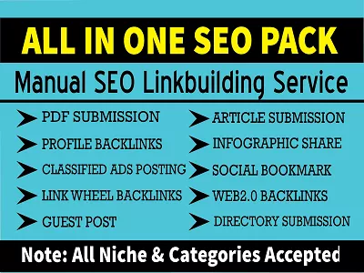 All in one package 200 SEO Link building Permanent SEO backlinks Service for rank no 1 in Google