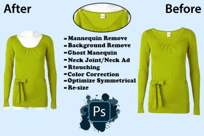 do 20 photos Ghost Mannequin And Neck Joint Editing