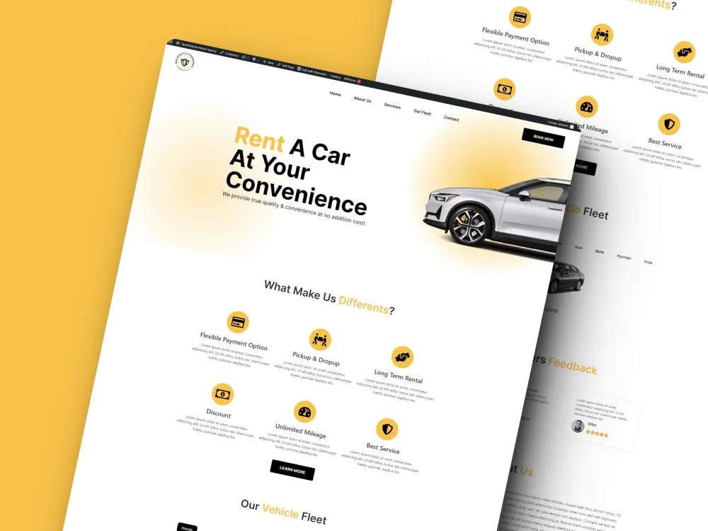 Complete A car rental wordpress website 