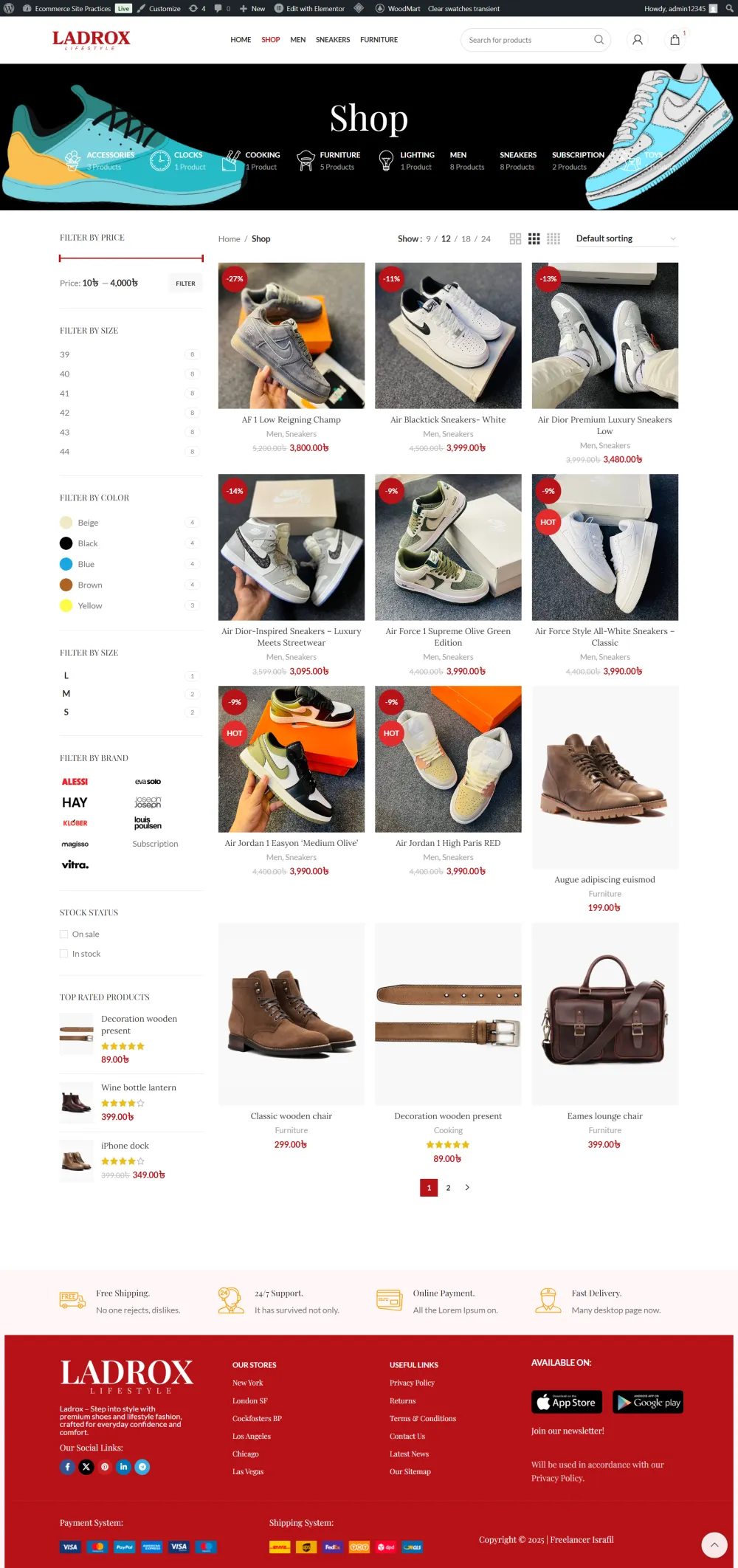 Shoes E-commerce WordPress Website (Woodmart)