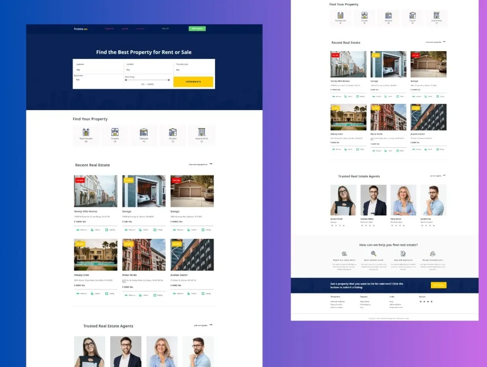 Real Estate website build using crocoblock