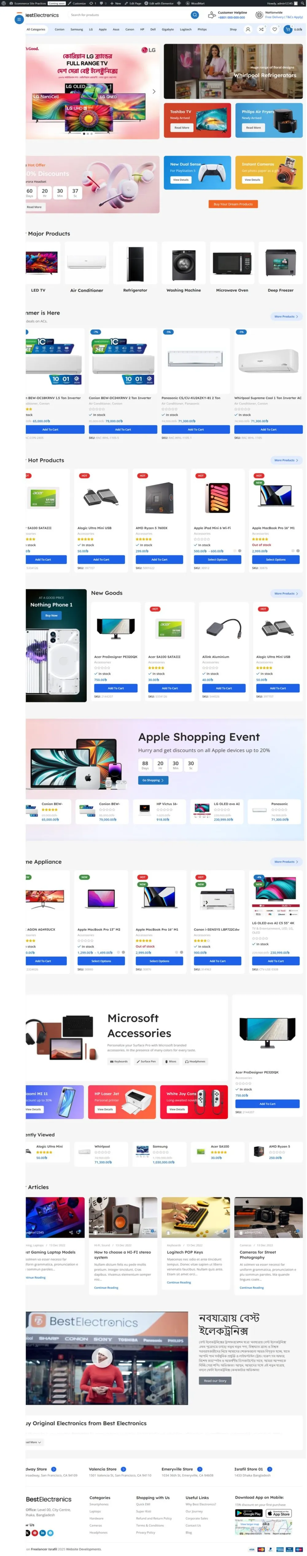 Electronics WordPress Website using Woodmart Theme + Elementor